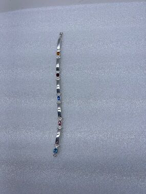 Silver Multi-Color Gemstone Bracelet